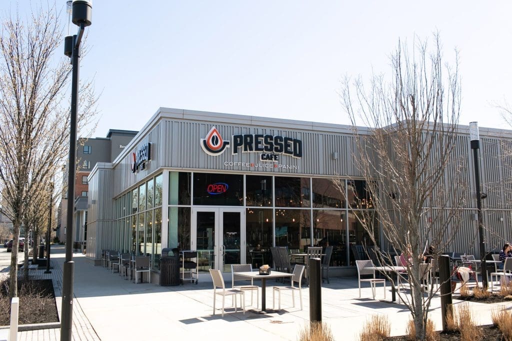 The exterior of Pressed Cafe in Burlington, Massachusetts