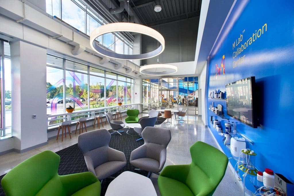 The interior of MilliporeSigma in Burlington, Massachusetts
