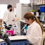 Employees at SiPhox working in the lab in Burlington, Massachusetts