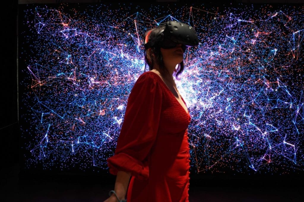 person using virtual reality
