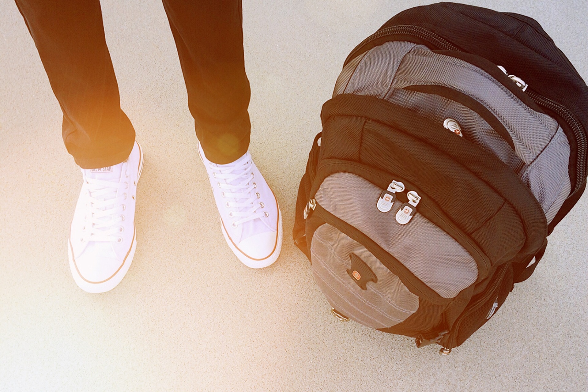 student with backpack