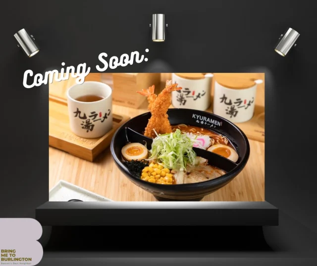 Coming Soon…Kyuramen 🍜

A new ramen spot is on the way to Burlington. Kyuramen, a fast-growing ramen chain with roots in New York, is planning to open a new location at 1 Wheeler Road.

Known for its rich broths and carefully crafted dishes, the menu features a variety of ramen made with slow-simmered soups, fresh ingredients, and classic toppings.

We know this will be another great addition to Burlington’s growing food scene! Stay tuned for updates as opening day approaches. @kyuramen.official