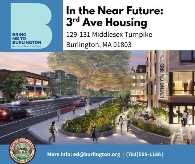 Nordblom’s proposed redevelopment at 129-131 Middlesex Turnpike is moving into the next step of local review.

The redevelopment project will be a 188-unit multifamily community across from 3rd Ave. The project was approved by Town Meeting in 2025 and is now scheduled to be presented to the Planning Board on May 7th. 

This project is an example of how Burlington is adapting over time. The housing is part of a longer-term vision for the 3rd Ave area with stronger pedestrian connections between Middlesex Turnpike, Great Meadow Road, and the 3rd Ave area. 

Projects like this can help strengthen the mix of uses that help commercial districts stay active and resilient.

#BringMeToBurlington #BurlingtonMA #EconomicDevelopment #BurlingtonMAPlanning