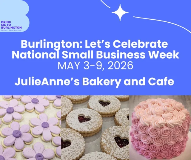 National Small Business Week Spotlight 🍰

JulieAnne's Bakery and Cafe is bringing something special to Burlington when it opens May 15 at 154 Cambridge Street. @julieannes.bakery.burlington 

Owner Julie Lewis has spent years building toward this moment, combining culinary training, professional experience, and a deep connection to the Burlington community to create a bakery centered around craftsmanship and connection. From handmade pastries and custom cakes to a traditional English-style afternoon tea service, every detail is designed to make our community feel welcome.

We recently sat down with Julie to learn more about her story, the vision behind the bakery, and why Burlington was the only place she wanted to open her business.

Read the full story on our blog:
https://bringmetoburlington.com/news/coming-soon-to-burlington-a-bakery-built-on-heart-craft-and-community/

#BringMeToBurlington #BurlingtonMA #NationalSmallBusinessWeek #ShopLocal