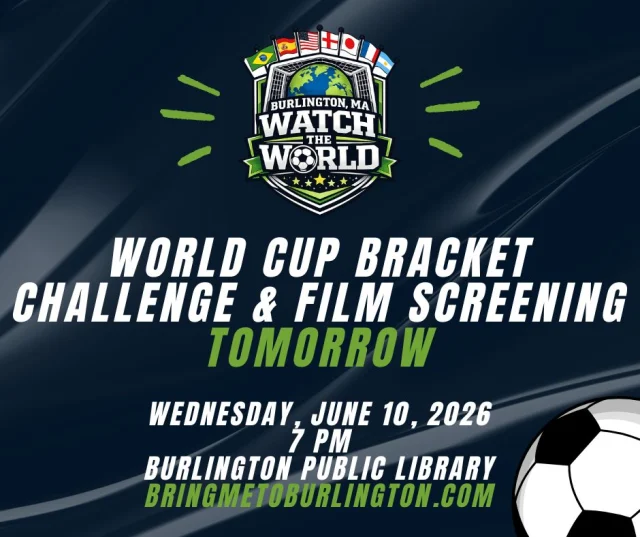 As Burlington gets ready to Watch the World, there's still time to make your predictions before the big tournament ⚽ 

Join us at the Burlington Public Library tomorrow, June 10, for an evening of feel goal-d fun as we count down the start of the World Cup. Build your bracket here before game day: https://bracket26.com/ 

Then, settle in for a film screening of Next Goal Wins and be among the first to kick off Burlington's summer-long Watch the World celebration. 

Learn more and explore upcoming events at bringmetoburlington.com/watch-the-world.
